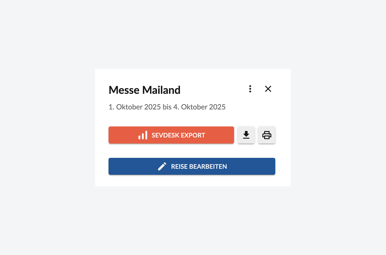 sevdesk Reise exportieren