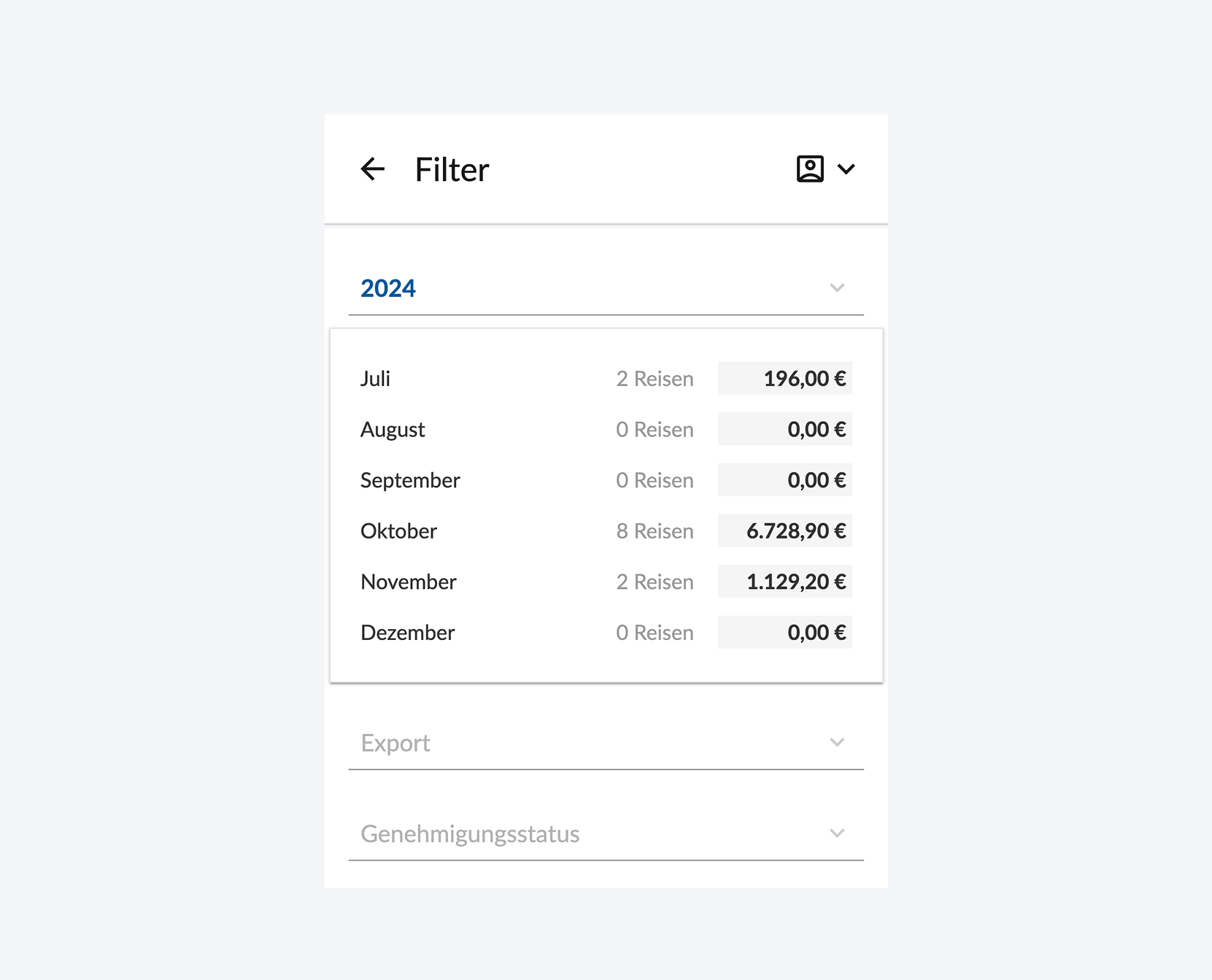 Reisekosten Filter
